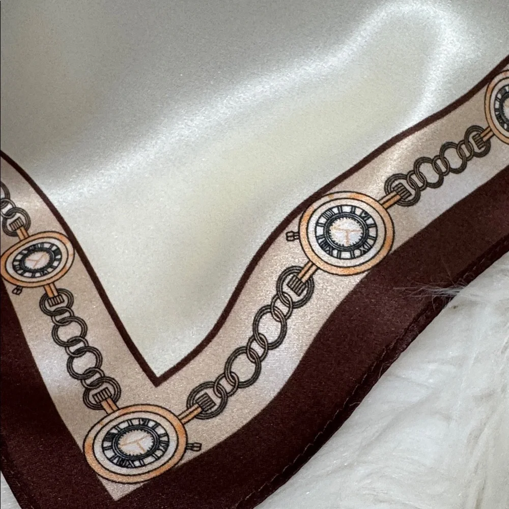 Elegant Cream and Brown Scarf